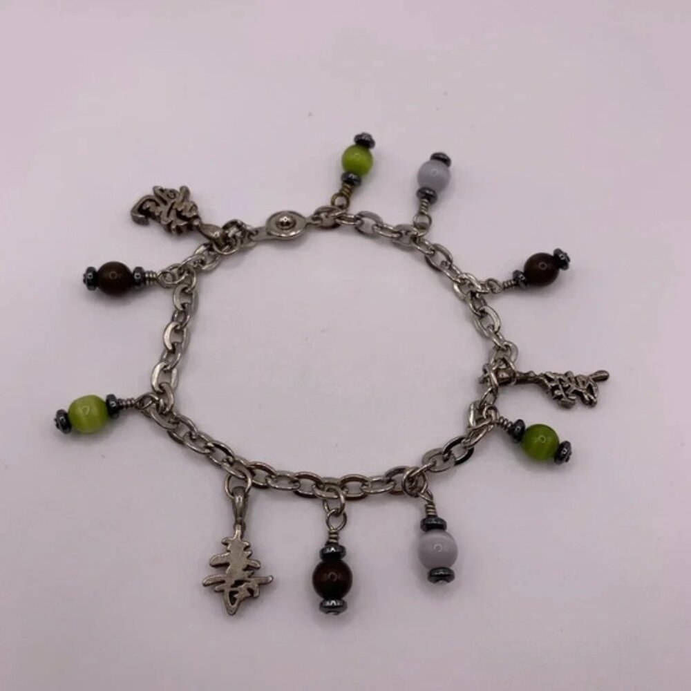 #159 Vintage silver  tone charm bracelet
